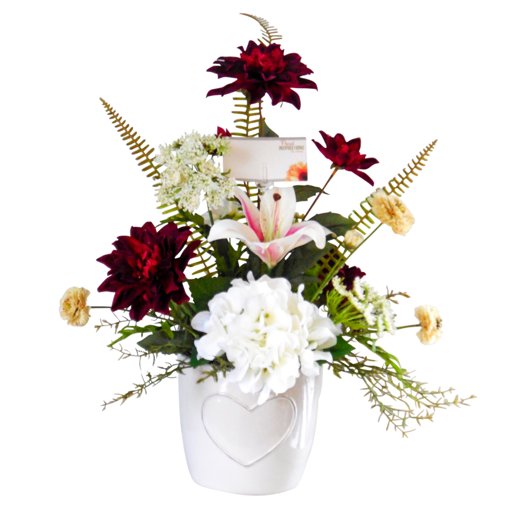 Forever Romance Silk Display - Burgundy & White Mix
